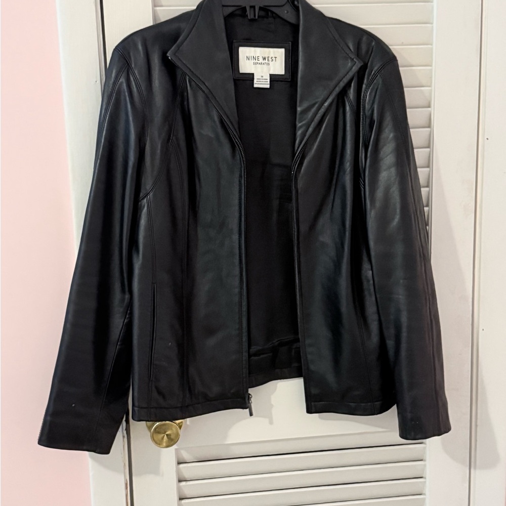 Nine West Classic Black Leather Jacket